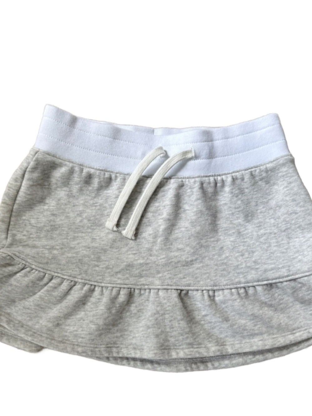 abercrombie kids Light Grey Ruffle Pull-On Skort with White Waistband